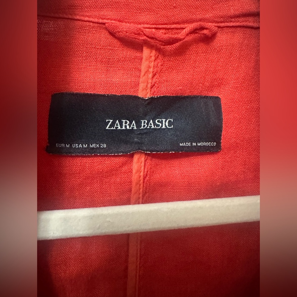 Zara Basic Red Orange Linen Blend Jacket/Blazer, … - image 5